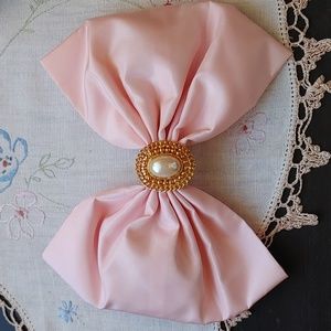 Vintage Mocha by Deborah Rhodes Made In France Satin Hair Bow
